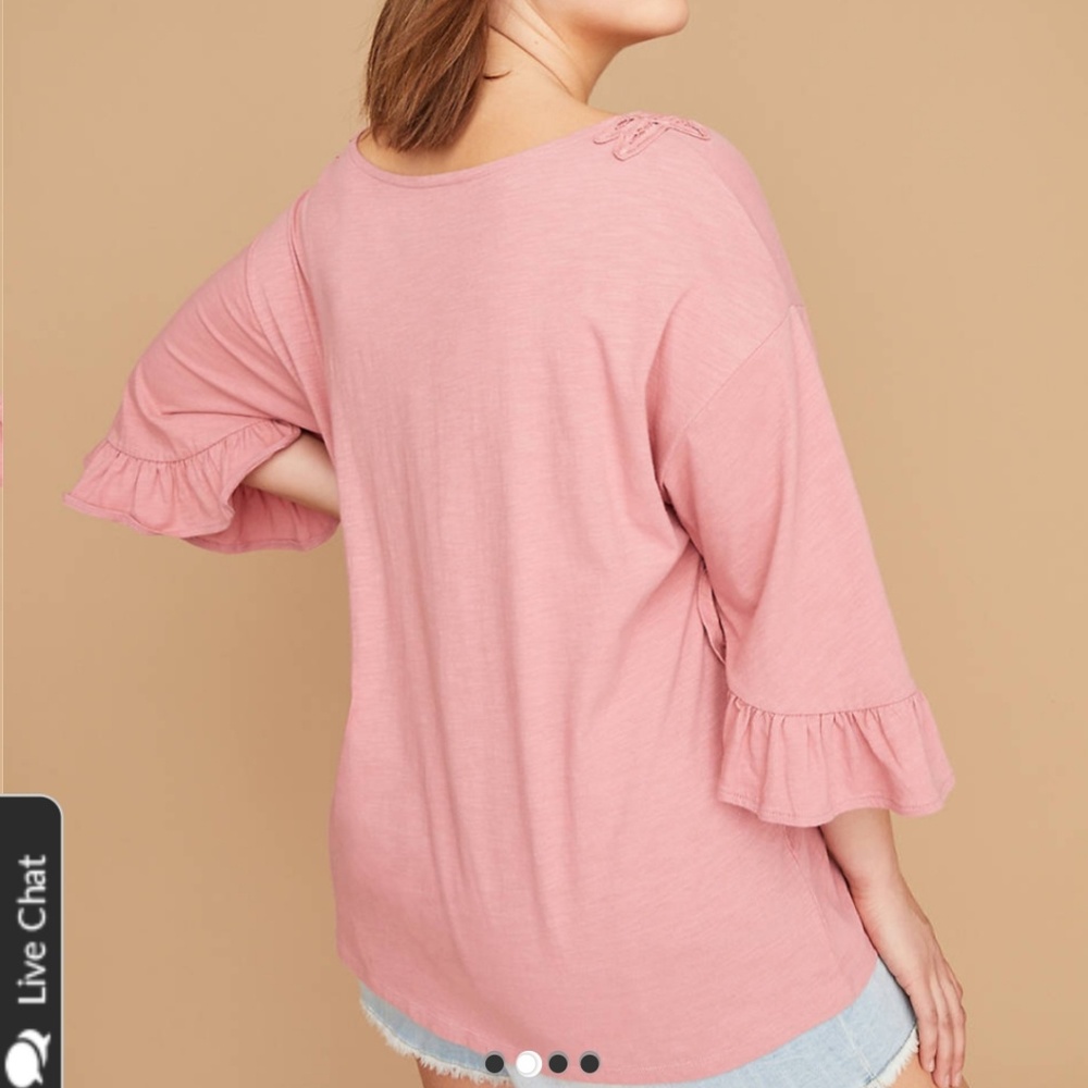 NWT-Lane Bryant Ruffle Sleeve Tee - Picture 4 of 4